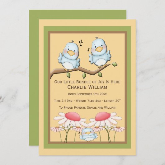 Blue Bird New Baby Ankündigung (Vorne/Hinten)