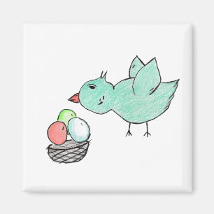 Blue Bird Oaster Sticker Magnet