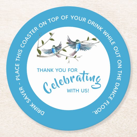 Blue Bird of Happiness Drink Saver Paper Untersetz Runder Pappuntersetzer (Vorderseite)