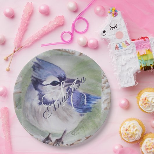 BLUE BIRD OF HAPPINESS MONOGRAM PARTY PAPPTELLER (Party)