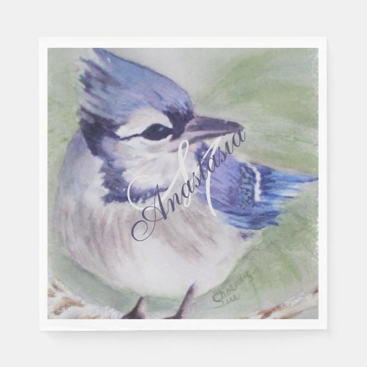 BLUE BIRD OF HAPPINESS MONOGRAM PARTY SERVIETTE (Vorderseite)
