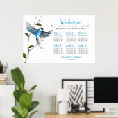 Blue Bird of Happiness Seating Chart 36"x24" Poster (Heimbüro)