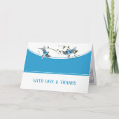 Blue Bird of Happiness Wedding Danke Card (Vorderseite)