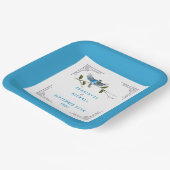 Blue Bird of Happiness Wedding Paper Teller (Gewinkelt)
