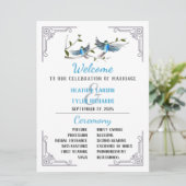 Blue Bird of Happiness Wedding Program Einladung (Stehend Vorderseite)