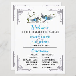 Blue Bird of Happiness Wedding Program Einladung