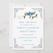 Blue Bird of Happiness Wedding Save the Date Card Einladung (Vorderseite)