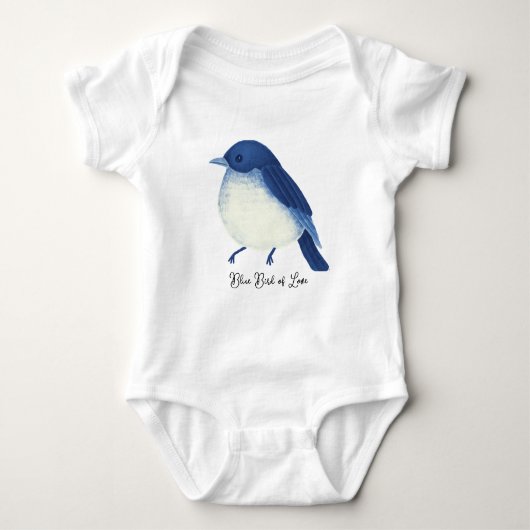 Blue Bird of Liebe Illustration , Blue Bird of Baby Strampler (Vorderseite)