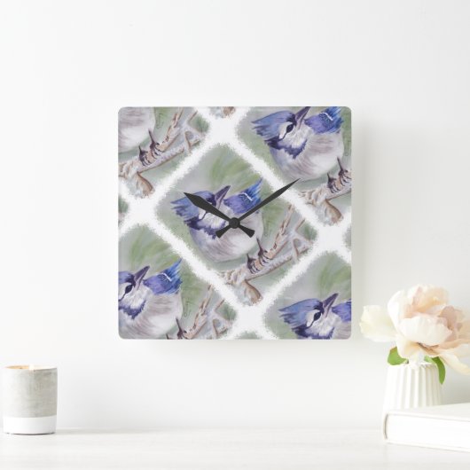 BLUE BIRD OF PARADISE QUADRATISCHE WANDUHR (Zuhause)