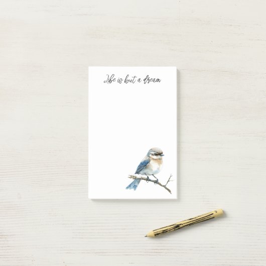 Blue Bird on a Tree Branch Post-it Klebezettel (Auf Schreibtisch)