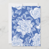 Blue Bird Peony Chinoiserie Brautparty Einladung (Rückseite)