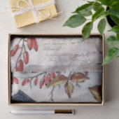 Blue Bird Red Berries Französisch Script Decoupage Seidenpapier (Geschenk)