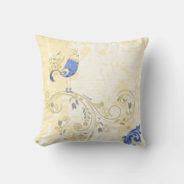 Blue Bird Retro Floral Kunst Kissen