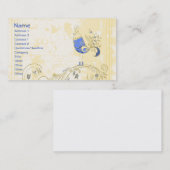 Blue Bird Retro Floral Kunst Visitenkarte (Vorne/Hinten)