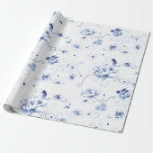 Blue Bird Rose Chinoiserie Geschenkpapier (Ungerollt)