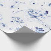 Blue Bird Rose Chinoiserie Geschenkpapier (Ecke)