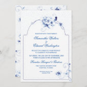 Blue Bird Rose Chinoiserie | Hochzeit Einladung (Vorne/Hinten)