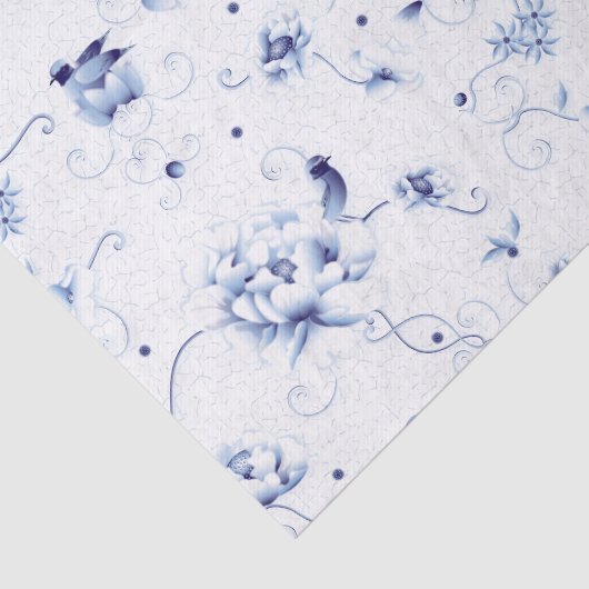 Blue Bird Rose Chinoiserie Seidenpapier (Ausschnitt)