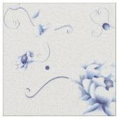 Blue Bird Rose Chinoiserie Stoff (Nahaufnahme)