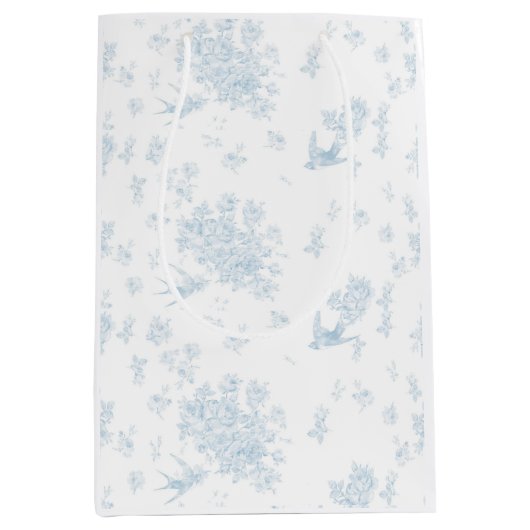 Blue Bird & Rose Wrapping Paper Mittlere Geschenktüte (Vorderseite)