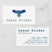 Blue Bird Silhouette Cloud Minimal-Schreibmaschine Visitenkarte (Vorne/Hinten)