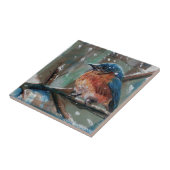 Blue Bird Song Bird Wintergemälde Fliese (Seite)