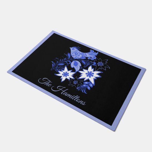 Blue Bird und Edelweiss Custom Doormat Fußmatte (Schrägansicht)