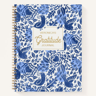 Blue Bird und Herz Illustriert Dankesblatt Notizblock