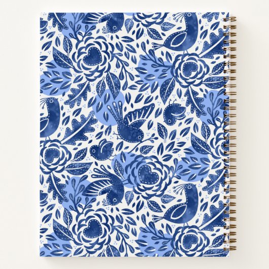 Blue Bird und Herz Illustriert Dankesblatt Notizblock (Rückseite)