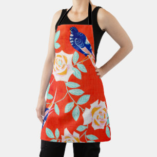 Blue Bird und Rose, Vintages japanisches Design Schürze