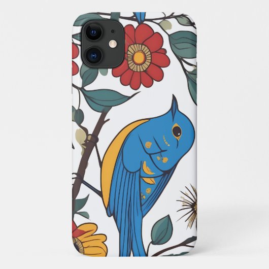 Blue Bird und Wildblume Folk Art Case-Mate iPhone Hülle (Rückseite)