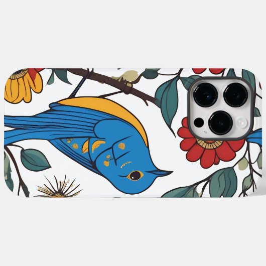 Blue Bird und Wildblume Folk Art Case-Mate iPhone Hülle (Rückseite (Horizontal))