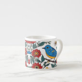 Blue Bird und Wildblume Folk Art Espressotasse (Vorderseite Rechts)