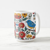 Blue Bird und Wildblume Folk Art Kaffeetasse (VorderseiteRechts)