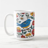 Blue Bird und Wildblume Folk Art Kaffeetasse (Links)