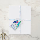 Blue Bird Vergiss mich nicht florale 70. Geburtsta Geschenkanhänger (Mit Garn)