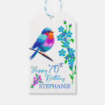 Blue Bird Vergiss mich nicht florale 70. Geburtsta