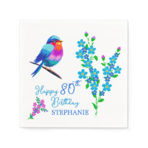 Blue Bird Vergiss mich nicht florale 80. Geburtsta