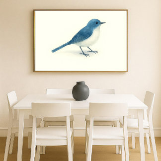 Blue Bird Watercolor Art Poster