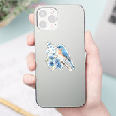 Blue bird with blue flowers aufkleber (Telefon)