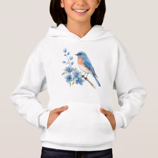 Blue bird with blue flowers hoodie (Vorderseite)