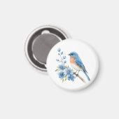 Blue bird with blue flowers magnet (Vorderseite/Rückseite)