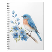 Blue bird with blue flowers notizblock (Vorderseite)