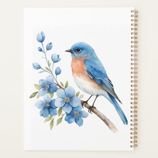 Blue bird with blue flowers planer (Rückseite)