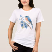 Blue bird with blue flowers Tri-Blend shirt (Vorderseite)