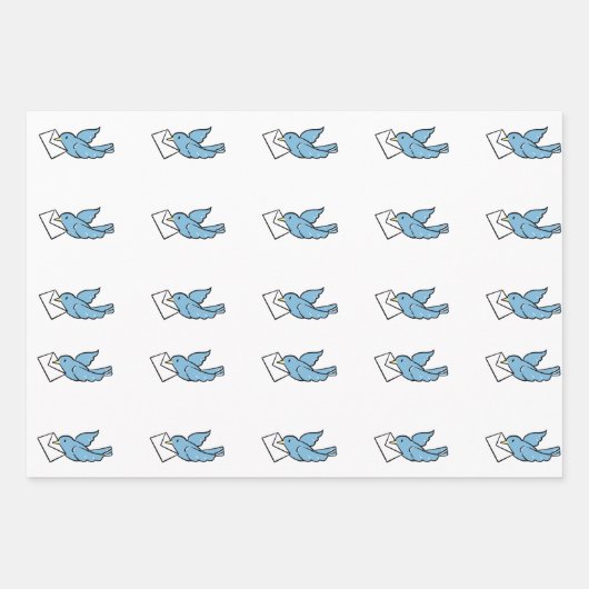 Blue Bird Wrapping Paper Geschenkpapier Set (Vorderseite)