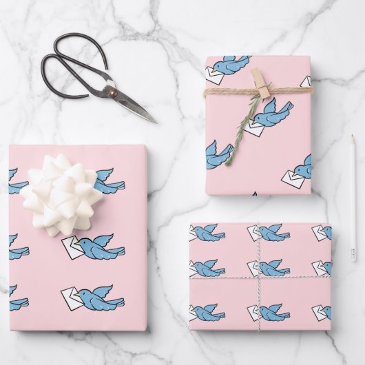 Blue Bird Wrapping Paper Geschenkpapier Set (Vorderseite)
