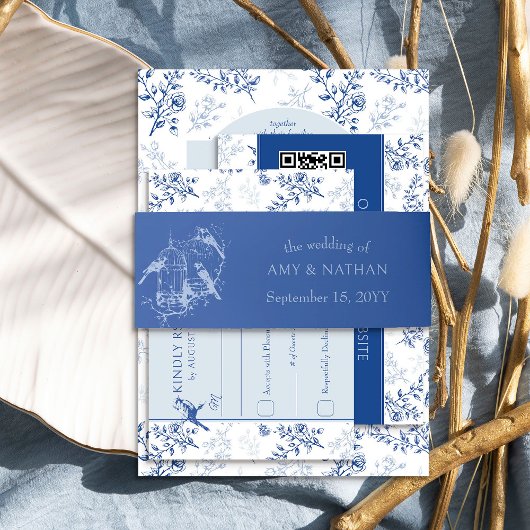 Blue Birdcage Wedding Einladungsbanderole