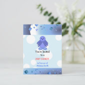 Blue Birdie Baby Shower Einladung (Stehend Vorderseite)