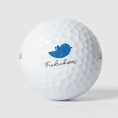 Blue Birdie Script Personalization Golfball (Vorderseite)
